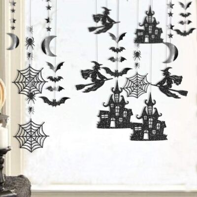 Halloween Happy Birthday Banner - 8.5ft Glitter Bloody Skull Garland For Spooky Parties