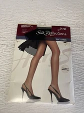 Hanes Silk Reflections Silky Sheer Control Top Reinforced Toe Barely Blk Size EF
