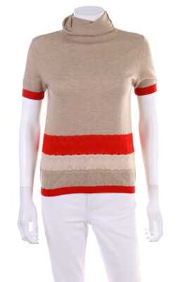 ROBERTO VERINO Pullover Strick Woll-Mix Lochstrick Details M beige