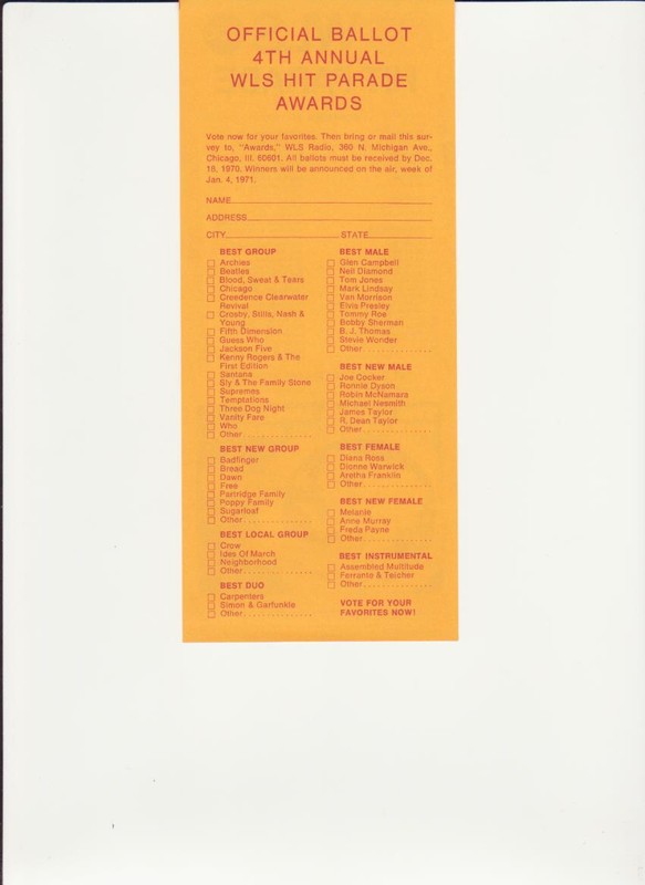WLS-Chicago, IL- Original Top 40 Radio Station Music Survey- December 14, 1970