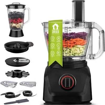 TURBOTRONIC BY Z-LINE 1900W Food Processor mit Standmixer Zitruspresse Zerkleinerer Eiscrusher Power