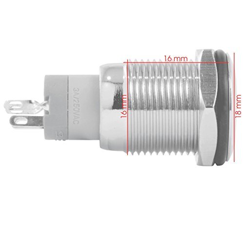 Latching Maintained Pushbutton ON/Off Switch Circular Metal Silver with ...