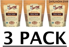 3 PACK - Bob's Red Mill High Fiber Wheat Bran 16 oz (Total 48 oz) LOW PRICES!!