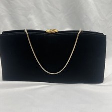 Vintage 1950's After Five Purse Black Evening Clutch Bag with Rhinestone Clasp
