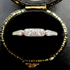 Antique Vintage Wedding Band Women Stackable Ring 14K White Gold Finish Size R
