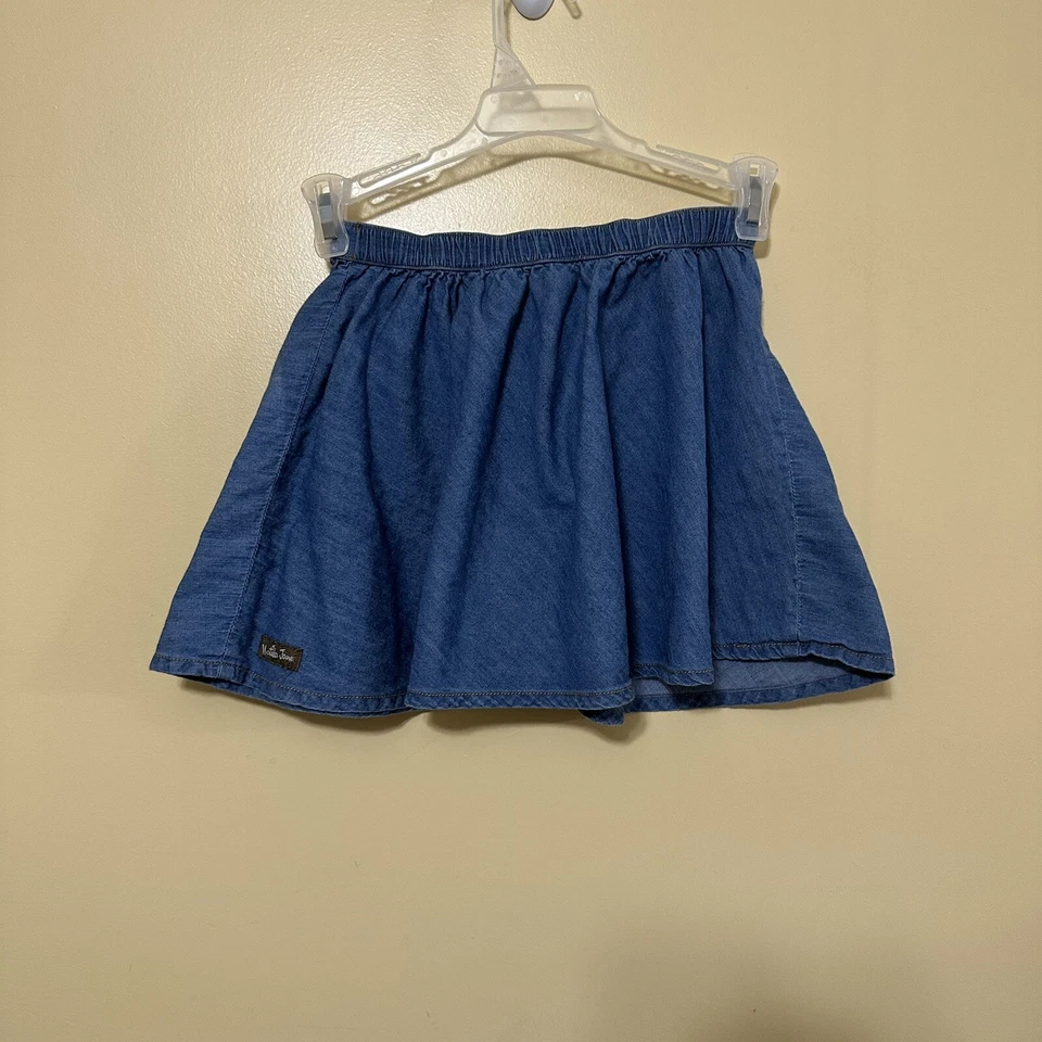 Falda Matilda Jane Niñas Talla 4 Botón Cambray Frontal Volantes Rosa Acento Azul Foto 4 de 4