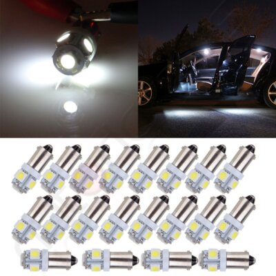 20PCS T11 BA9S 5-5050-SMD LED WHITE LIGHT BULB CAR 12V LAMP T4W 3886X H6W 363 53