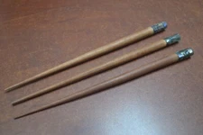 3 PCS ASSORT ABALONE SHELL WOOD HAIR STICK PINS