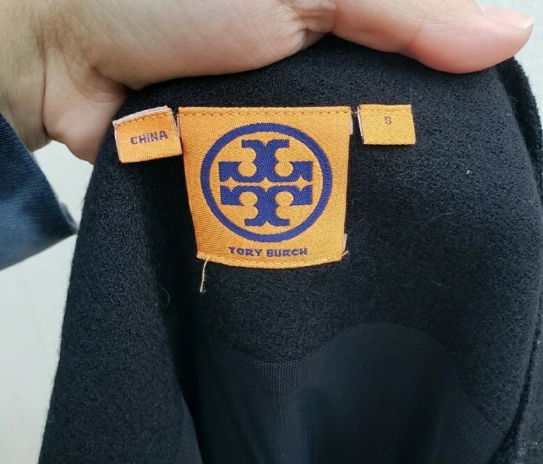 Abito Tory Burch Taletta lana nero midi senza maniche piccolo crepe