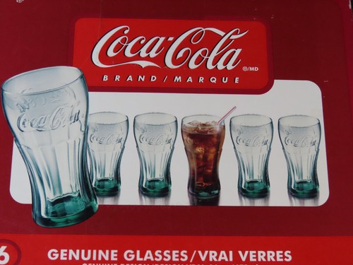 Vintage Coca Cola Coke Branded Embossed Green Glass 16OZ Set of 6 Glasses NIB - Picture 5 of 5