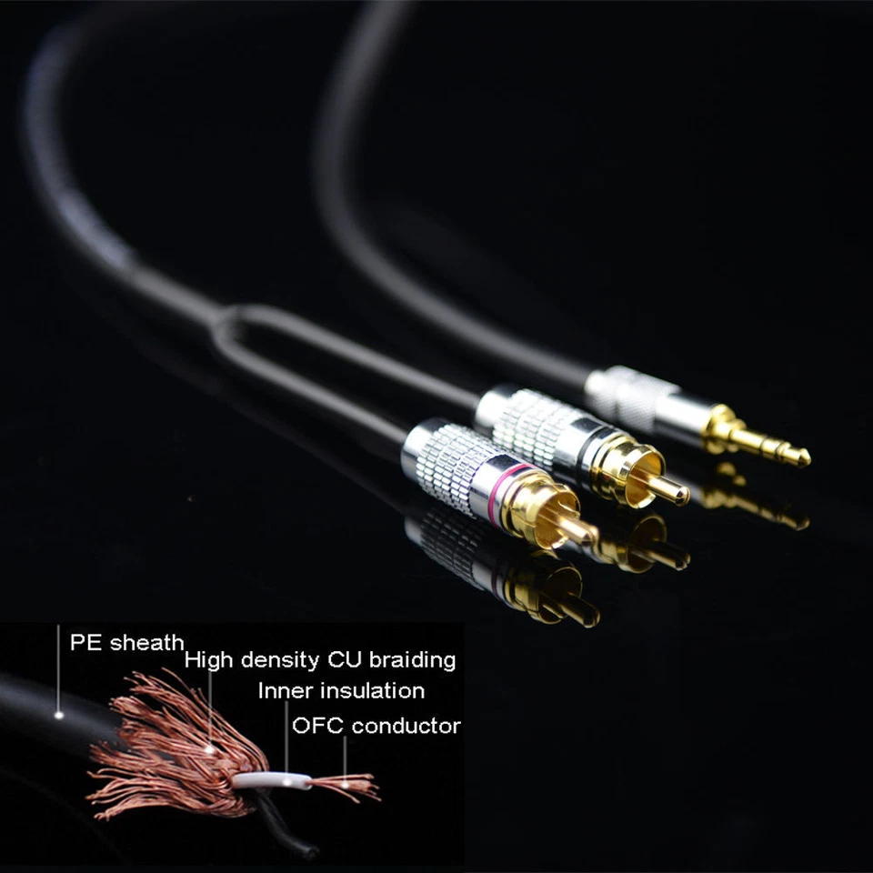 Audiophile Audio Cable Stereo 3.5mm to 2 RCA Male for MP3,CD,IPAD iPod Speakers - Image 3 of 4