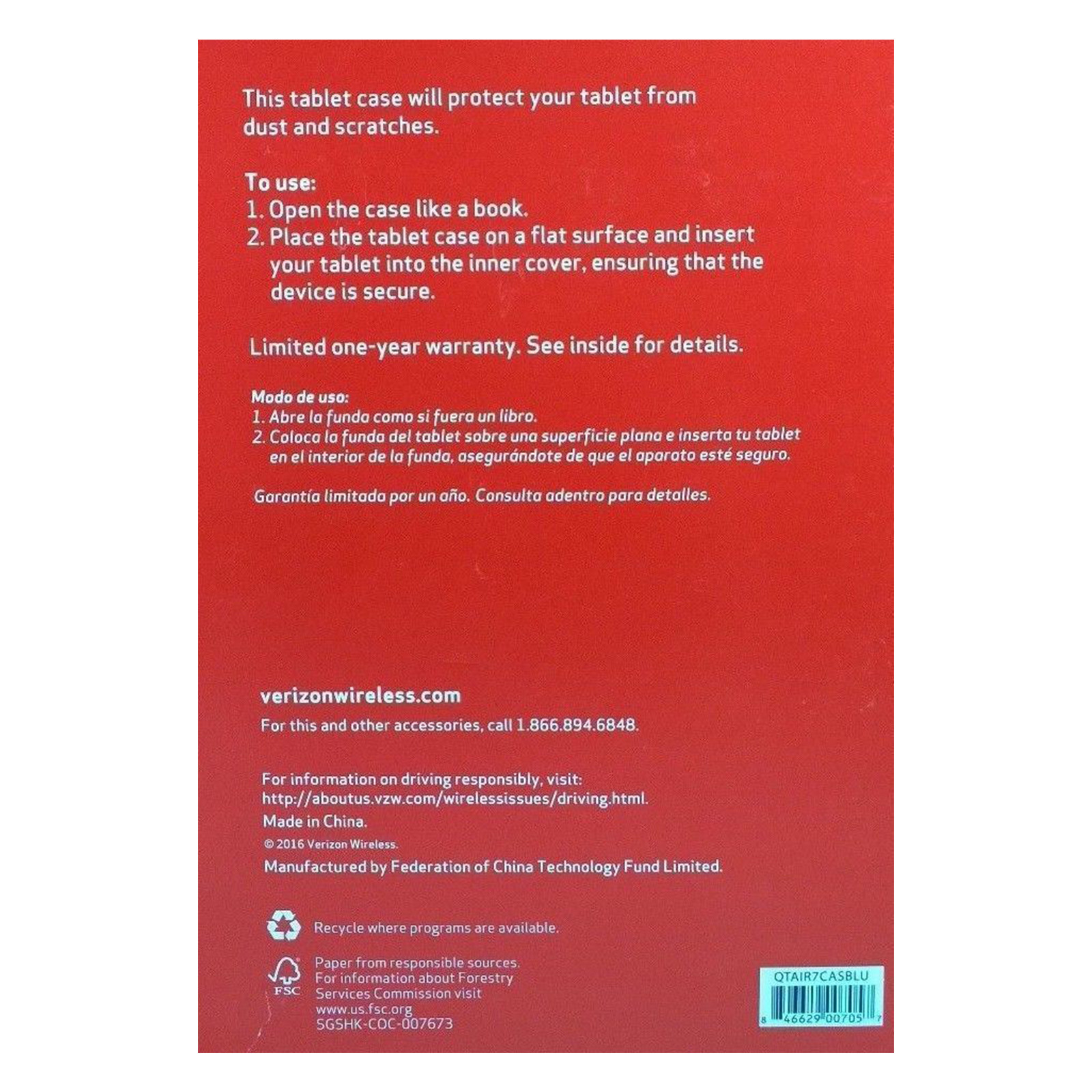 Verizon Tablet Folio Stand Durable Leather Case for Ellipsis 10 Blue