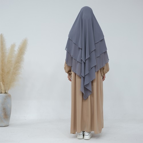 3 Layer Khimar Overhead Prayer Hijab Scarf Muslim Niqab Robe Nikab Abaya Ramadan - Picture 50 of 63