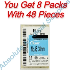 *48-Pieces* Kerr SybronEndo K-Files Size-45 Length 30mm Stainless Steel 06160
