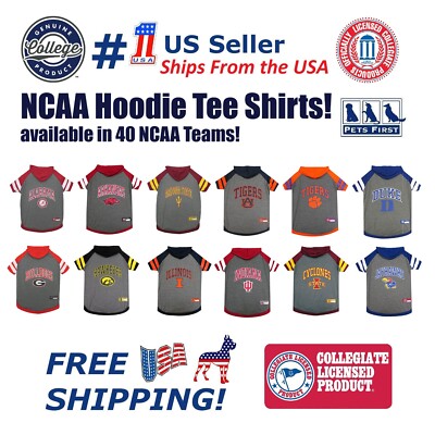 NCAA HOODIE TEE for DOGS & CATS Licensed Football/Basketball Hoody Tee Shirt