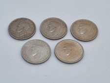 5 X sixpence coins 1947 - 1951, King Georg VI. Job lot.
