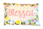 MARLO LORENZ Collection Blessed Embroidery Floral Duck Feather Accent Pillow NWT