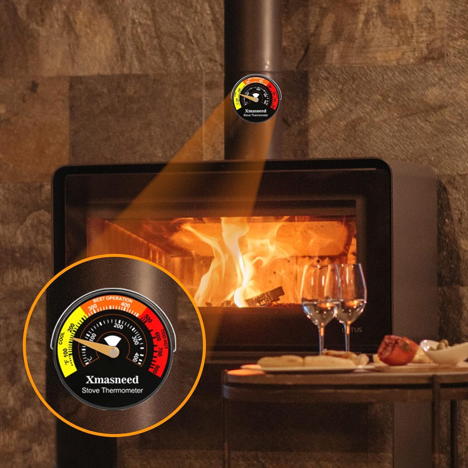 Stove Thermometer, Log Burner Thermometer, Fireplace
