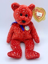 -A TY BEANIE BABY BABIES TEDDY BEAR 10 YEAR ANNIVERSARY RED DECADE