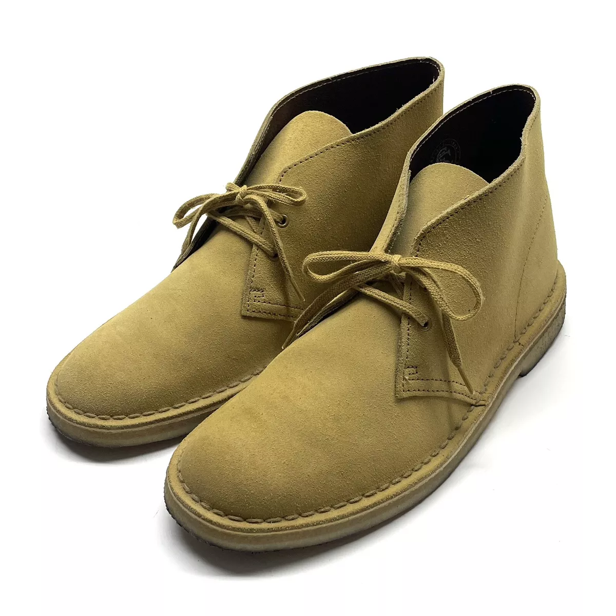 CLARKS Originals Mustard Yellow Suede Leather Men's Desert Boots