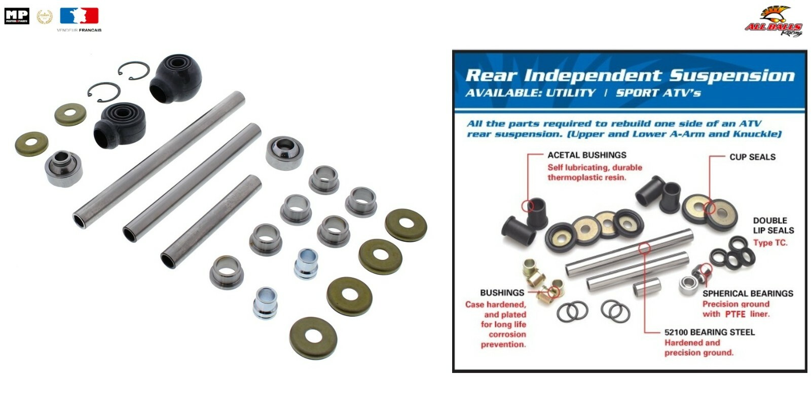 Roulement de suspension arrière renforcé en acier chromé pour Yamaha YXZ 1000R
