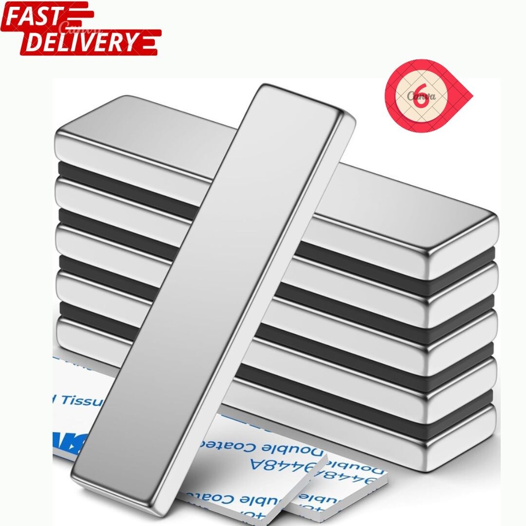 6 Pack Super Strong Bar Magnets Heavy Duty, Large Flat Magnetic ...
