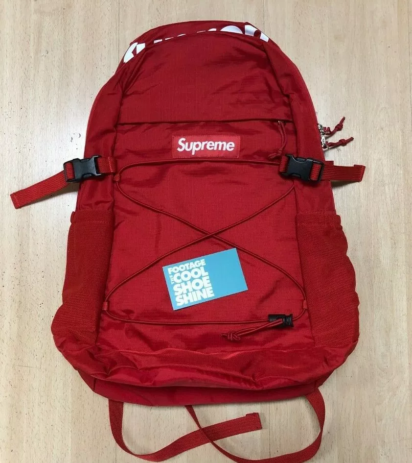 2016 SS16 SUPREME 210 DENIER CORDURA BOX LOGO BACKPACK RED WHITE