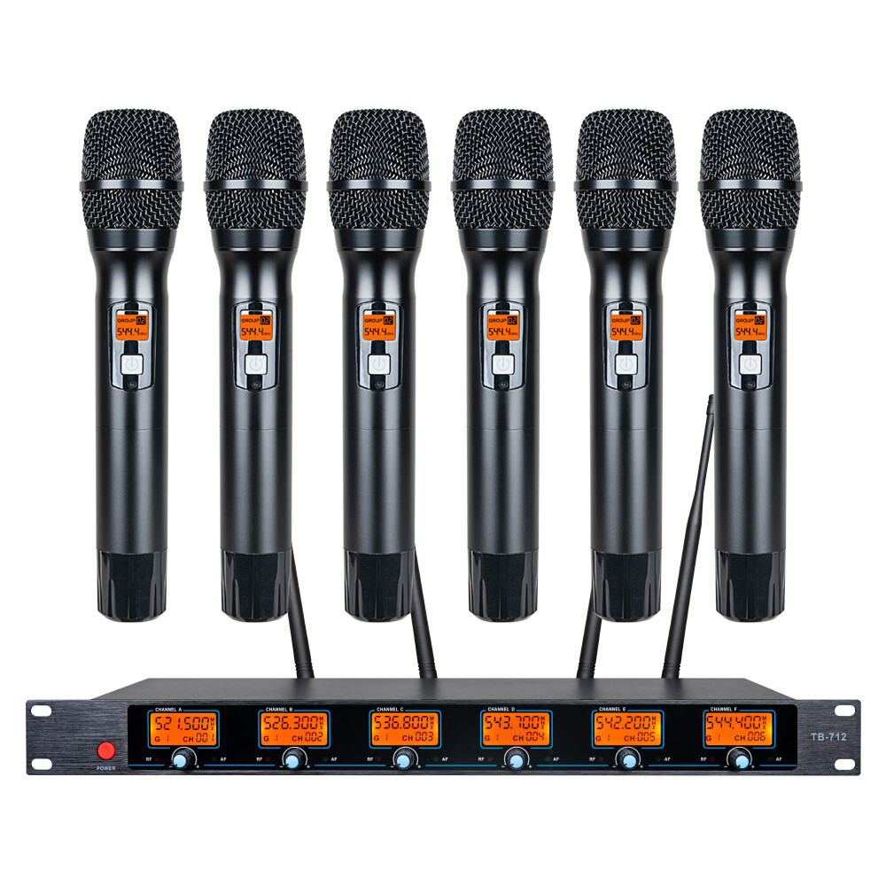 Wireless Microphone System UHF 6 Handheld Metal Dynamic Mic Church KTV School