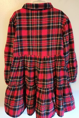 Old Navy Girls 5T Red Plaid Tiered Flannel Dress 474478