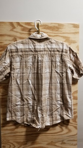 Scandia Woods Men's Shirt XL Short sleeve button Up Plaid Brown White - Picture 8 of 11