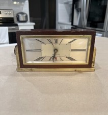 Vintage Seth Thomas Baxter 2E Clock Wood Brass Shelf Mantle Desk Made in the USA