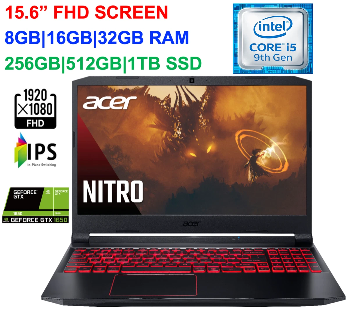 Acer Nitro 5 Gaming Laptop, 9th Gen Intel Core i5-9300H, NVIDIA