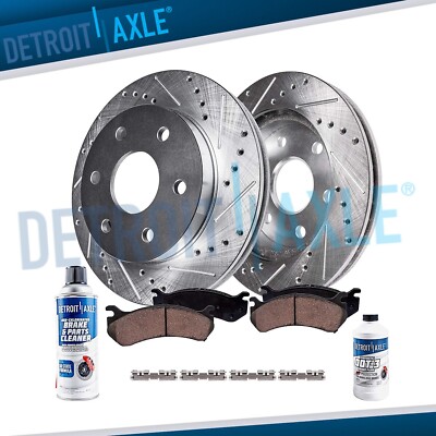 348mm Rear Drilled Slotted Rotors Brake Pads for 2012 2013 2014-2020 Ford F-150