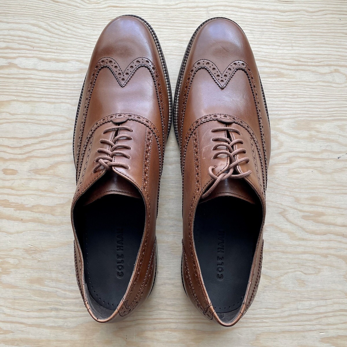 Cole Haan Williams Wingtip Oxford Size 13 Shoes Brown Tan Leather