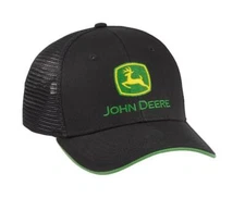LP69079 John Deere Licensed Black Mesh Back Hat / Cap