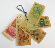 Vintage Bank of Israel Old Money Bills Plastic Keyring Keychain