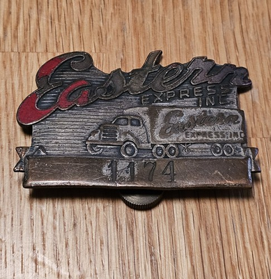 #ad Rare Antique Eastern Express Inc Trucking Trucker#x27;s Cap Hat Badge Pin $55.00