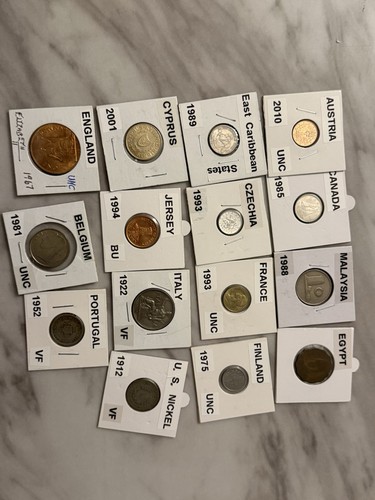 107 Vintage World International Coins - With Large Coin Tube - Picture 4 of 7
