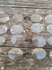 Lunettes De Vue Vintage Années 1900 - Monture Ronde Dorée - Verres Blancs +5.00 - Objet De Décoration