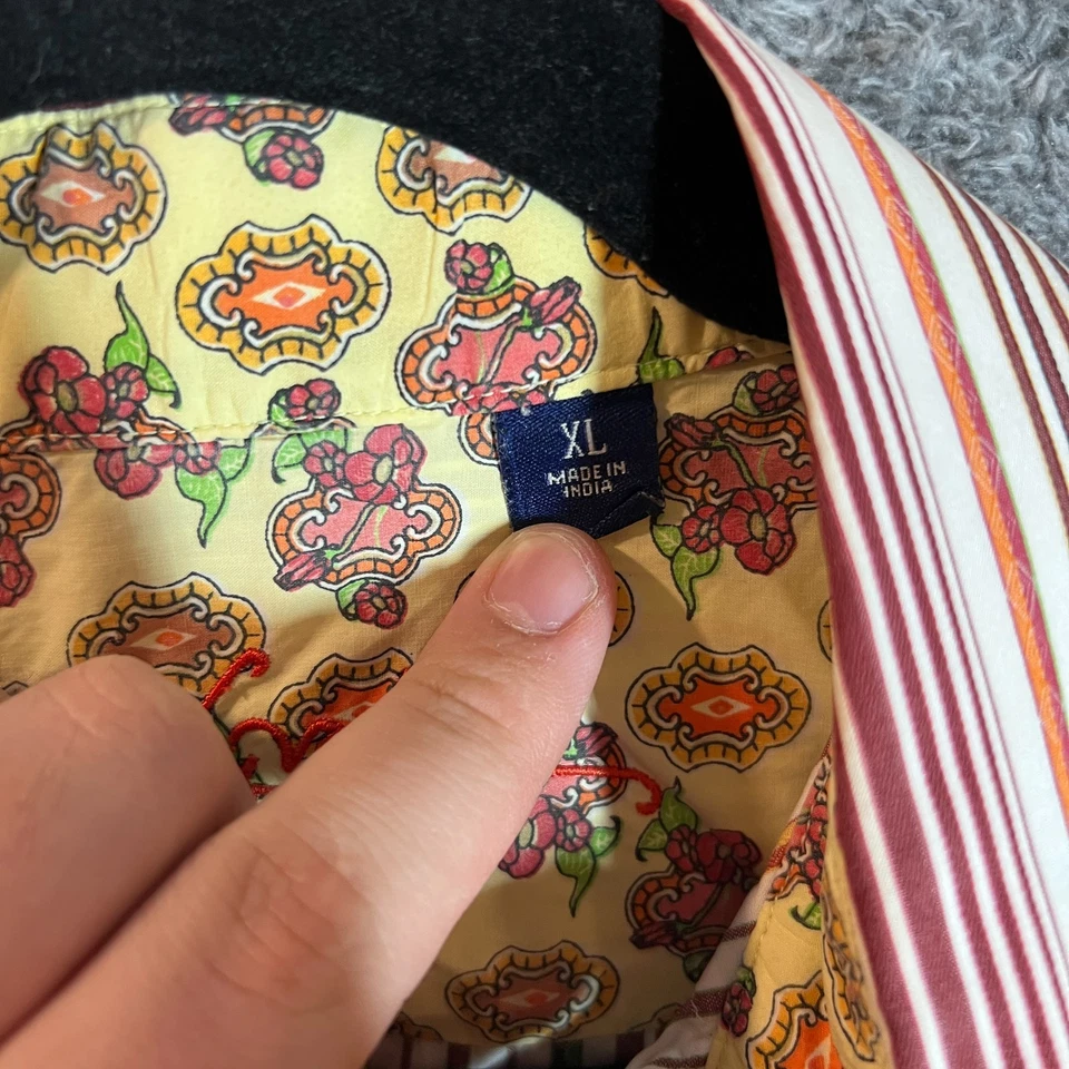 Платье Robert Graham Shrit мужское размер XL в полоску с откидными манжетами разноцветное на пуговицах повседневное - Изображение 4 из 4