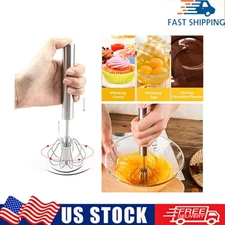 1PCS Egg Whisk Semi-Automatic Egg Beater Hand Push Stainless Steel Blender Whisk