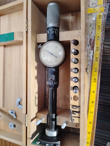 Vintage Standard Gage USN United States Navy - Dial Bore Gage, mw/Wood Case