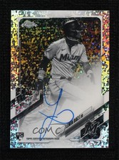 2021 Chrome Rookie Black and White Mini-Diamond Refractor Lewin Diaz Auto 09yc