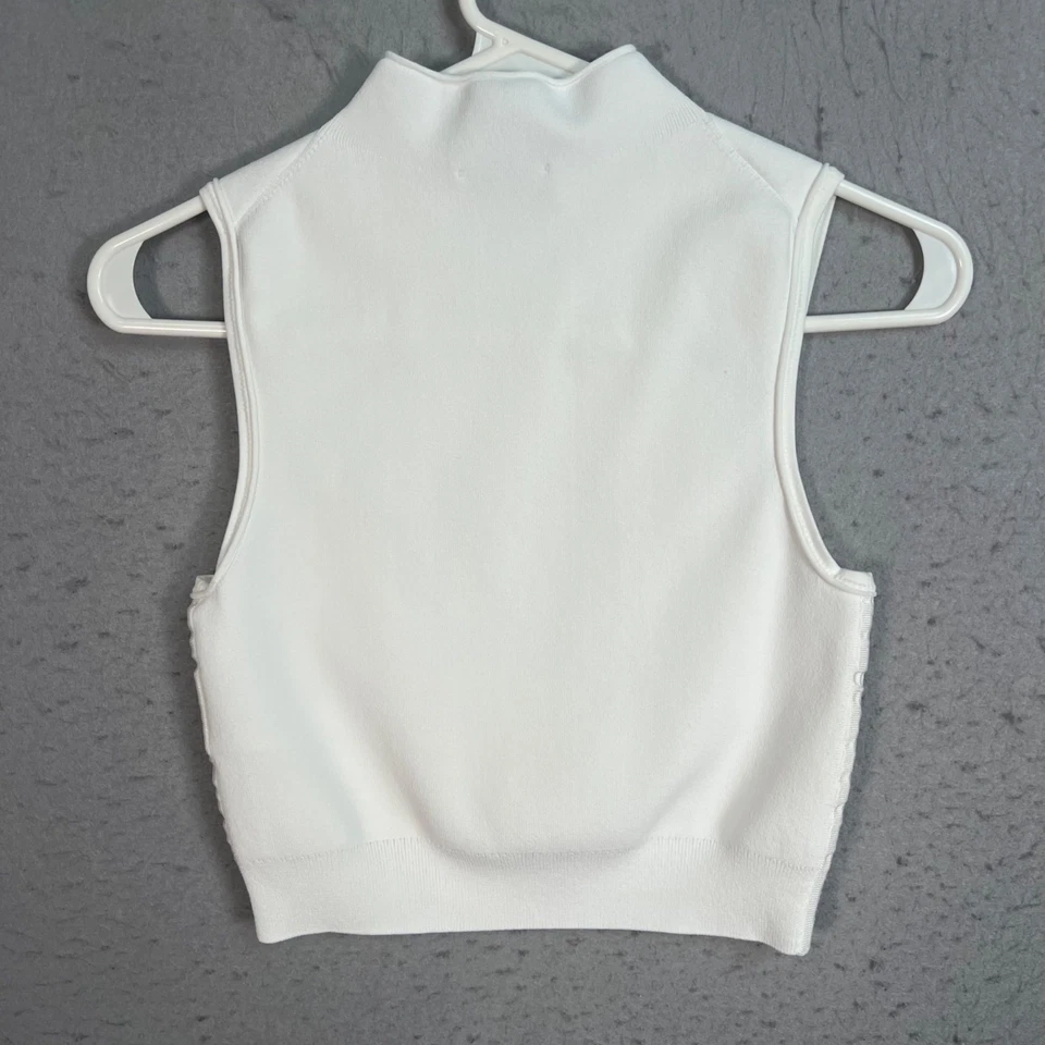 COS White Sleeveless High Neck Top Womens Size Small Viscose & Polyamide - Image 2 of 4