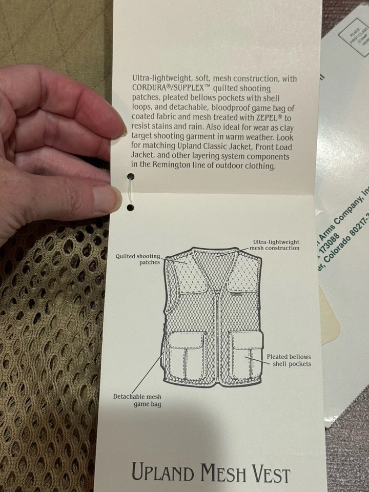 Vintage NEW! Remington Upland Mesh Hunting Vest RARE Size L Made USA Game Pouch - Image 4 of 4