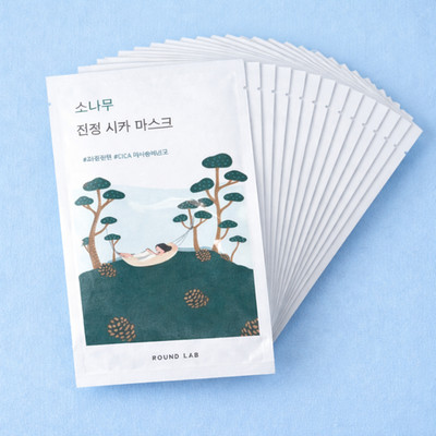 ROUND LAB Pine Tree Calming Cica Mask   20 Sheets Set Korean Sheet Mask
