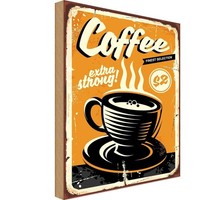 Holzschild 18X12 Cm Extra Strong Coffee Kaffee Essen Trinken Deko Geschenk Holz
