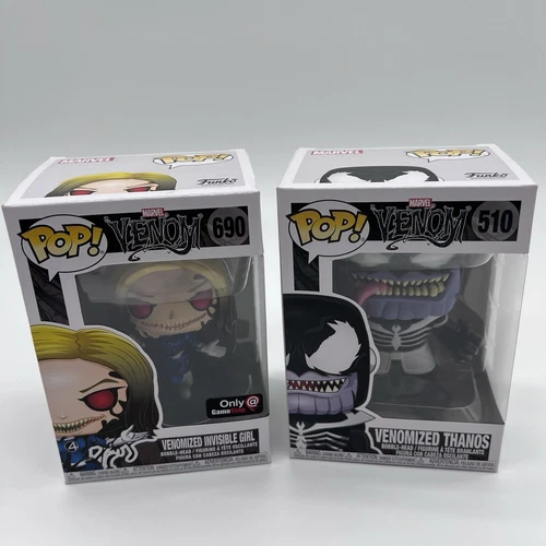 Funko VENOMIZED INVISIBLE GIRL #690 GameStop exclusivo y VENOMIZADO THANOS#51