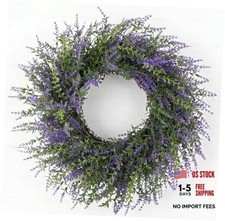 24 Lavender Wreath for Front Door, Spring Summer Lavender Door Wreath with