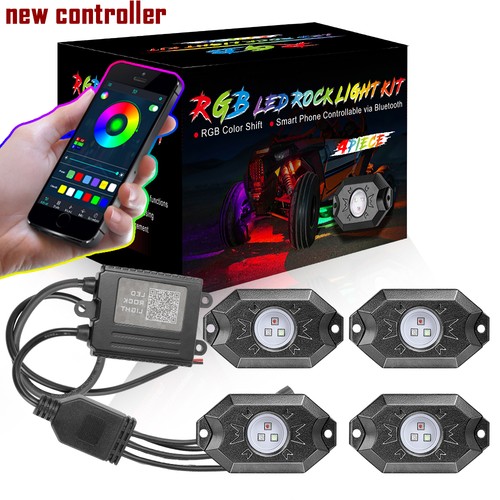 4 Pods RGB Rock Lights Kit Music Wireless Bluetooth Underglow Underbody ATV UTV - Picture 14 of 16